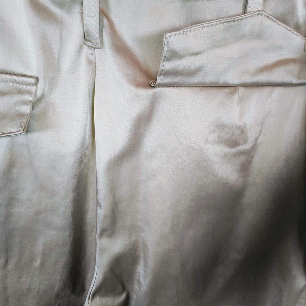 Zara Women's Champagne Gold Satin Cargo Pants Wide Leg High Waist Utility M - Picture 15 of 15